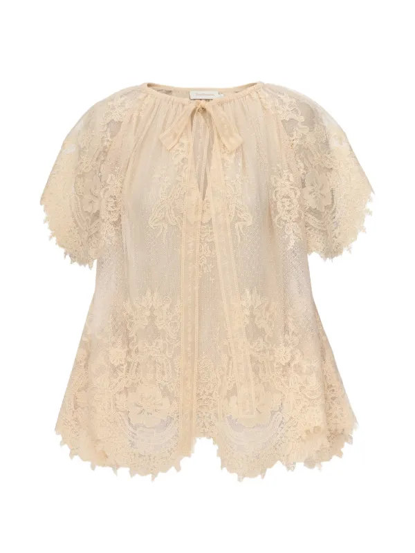 ZIMMERMANN Luna レース ブラウス | ニュートラル | FARFETCH JP