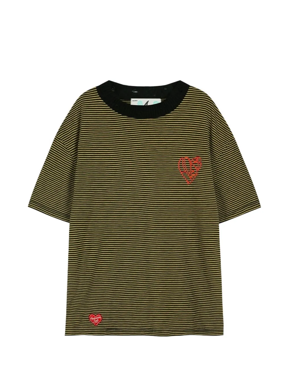 Andersson Bell striped heart-embroidered T-shirt - Giallo
