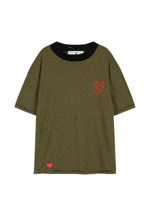 Andersson Bell striped heart-embroidered T-shirt