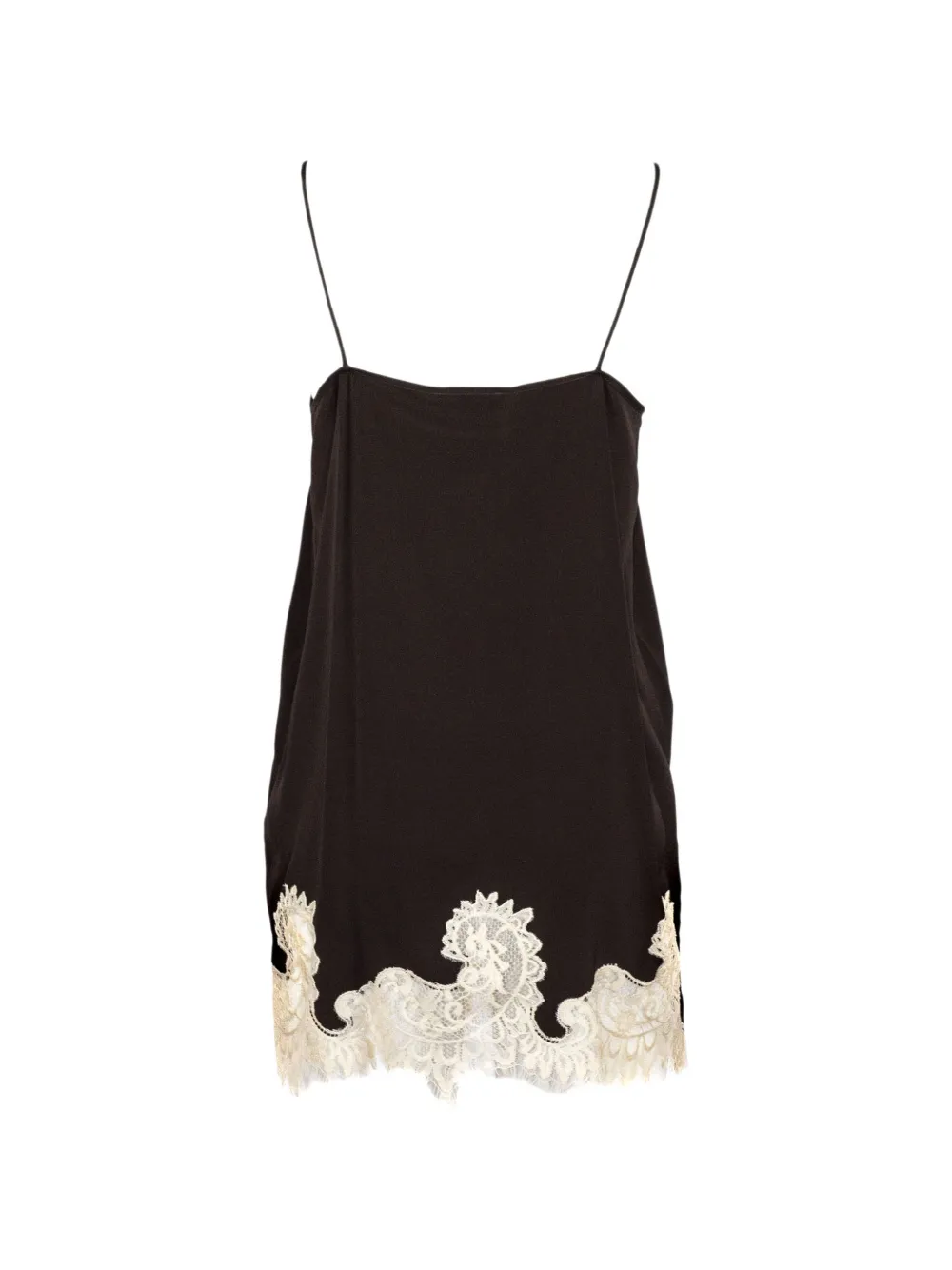  Semicouture Lace-appliqué Square-neck Top - Brown 