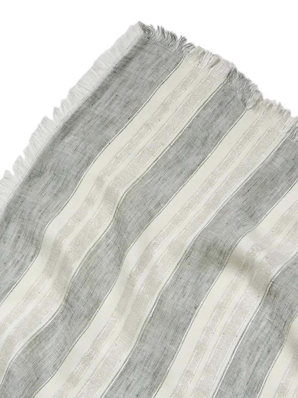  Peserico Striped-pattern Fringed Scarf - Grey 