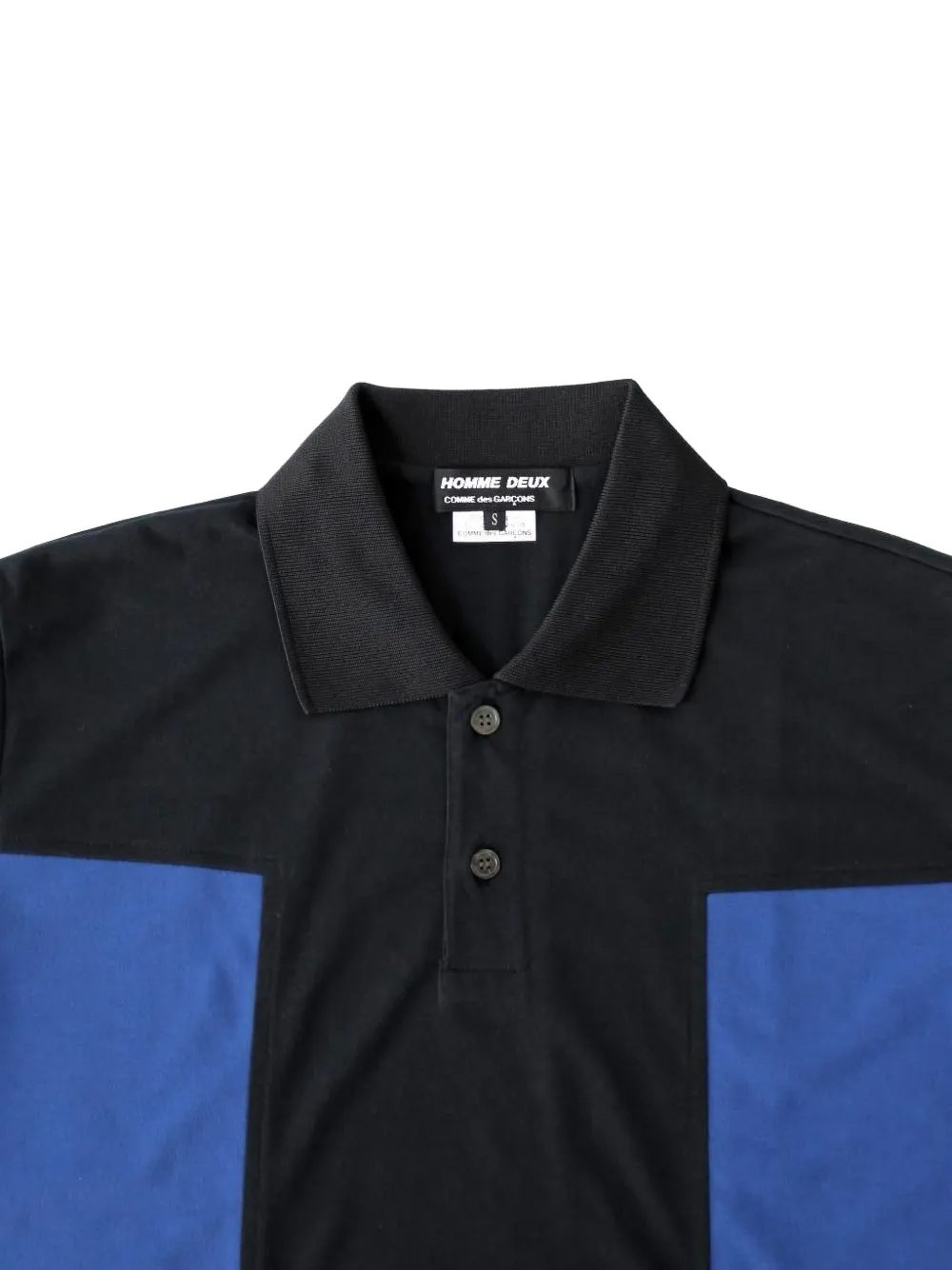 Comme des Garçons Homme Deux Poloshirt met colourblocking Zwart