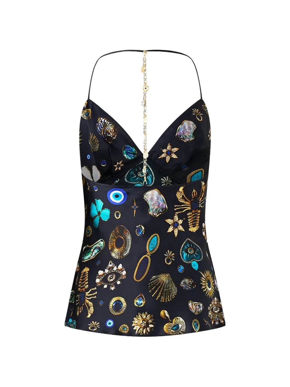  Camilla Chain-detail Silk Top - Black 