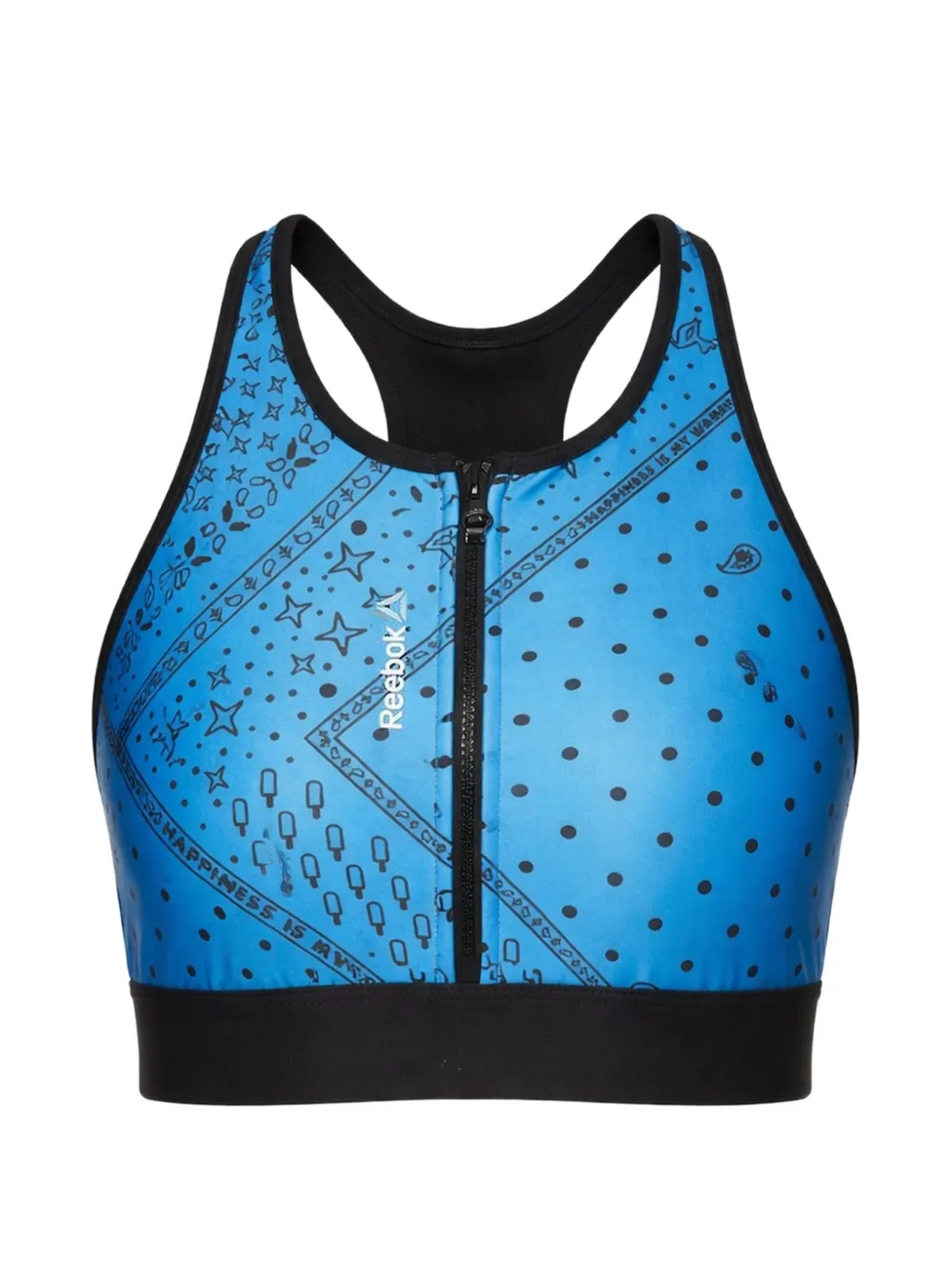 Reebok print zip bra - Blu