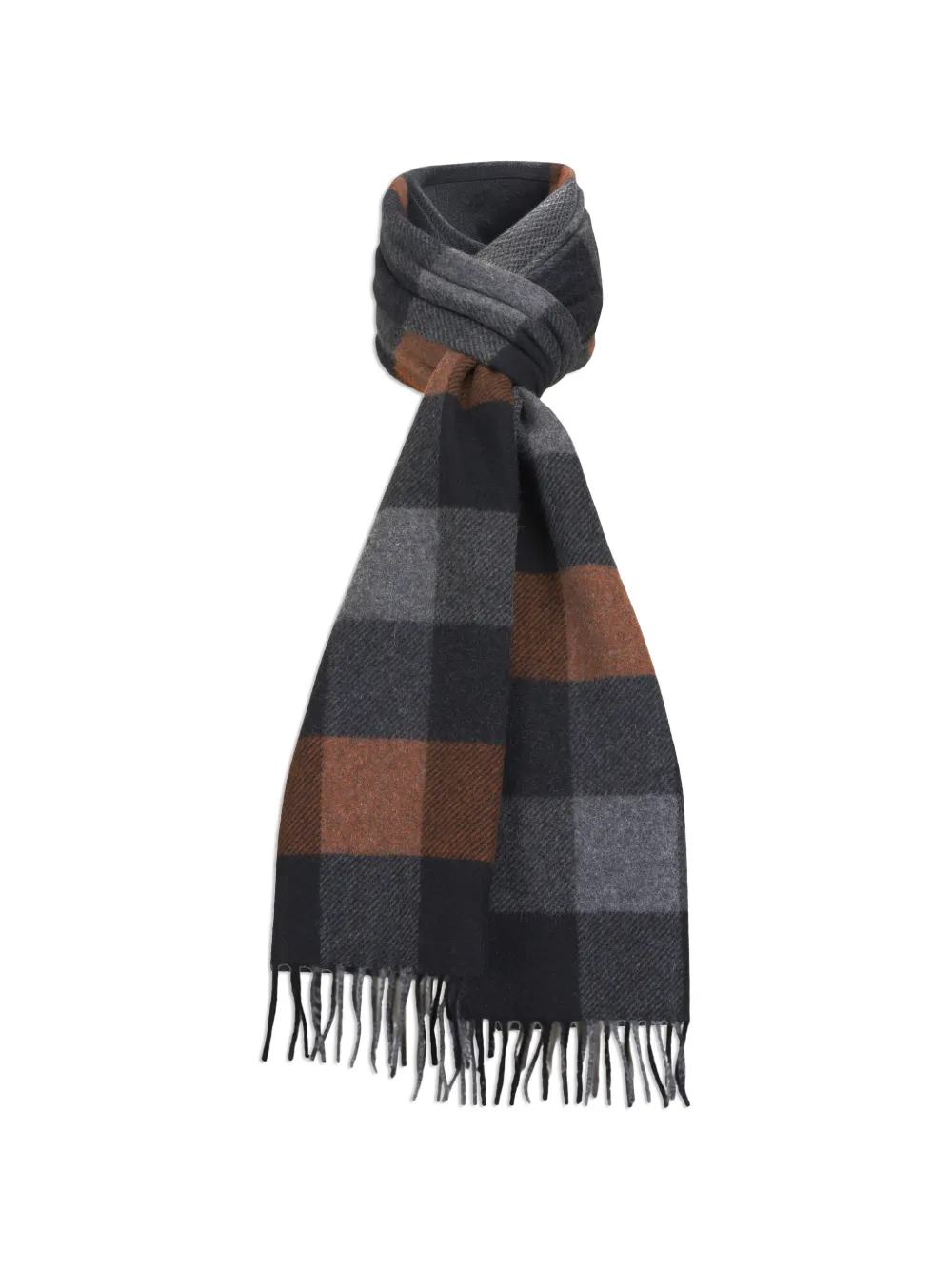 Chelsey Imports checked fringed-trim scarf - Nero