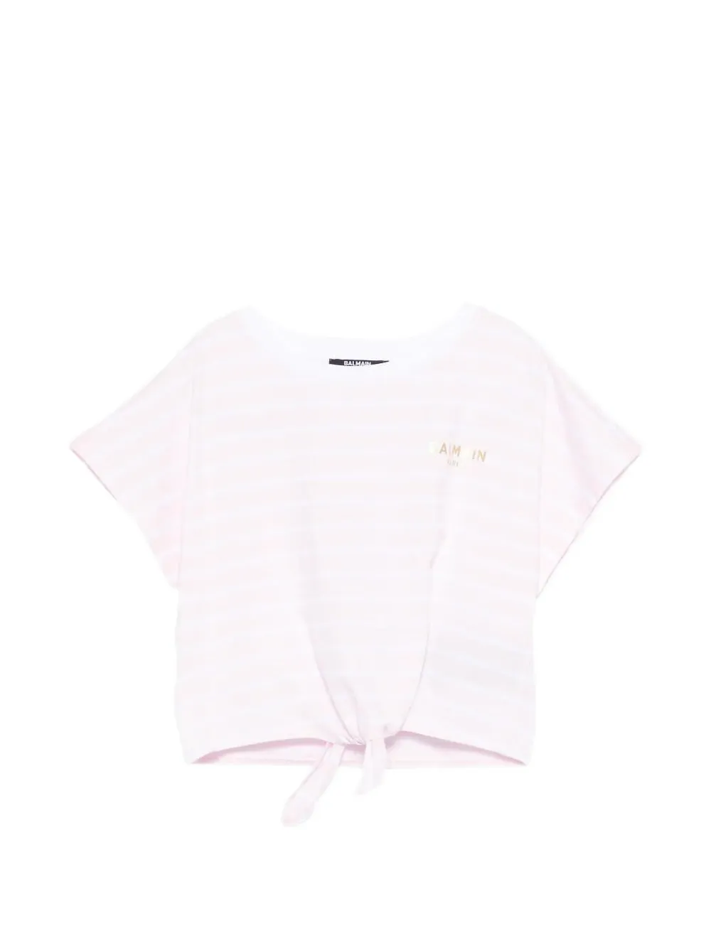 Balmain Kids striped knot-detail T-shirt - Bianco