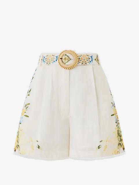 Camilla shorts con estampado floral y cinturón