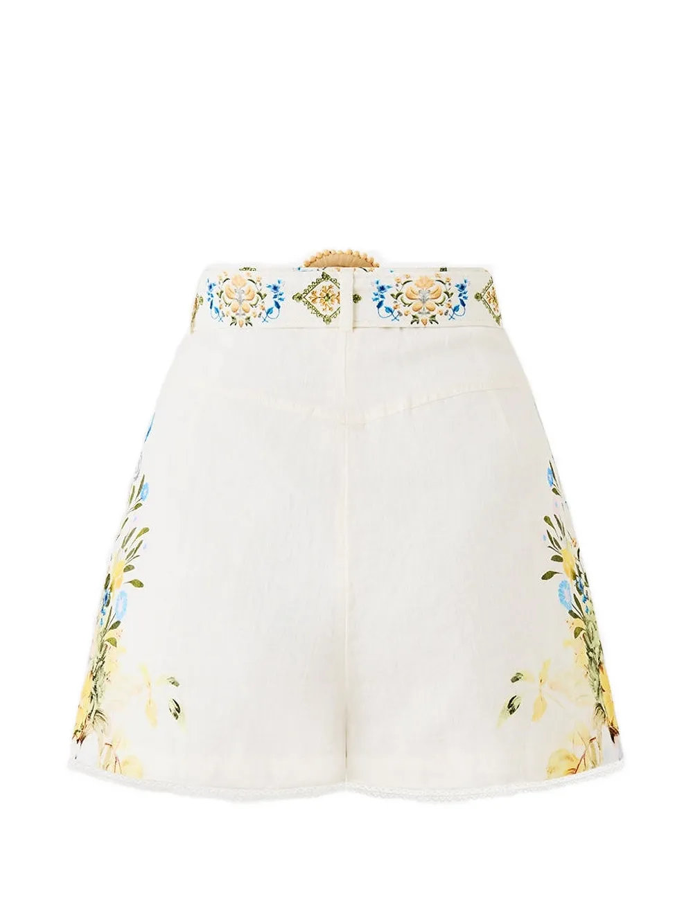  Camilla Floral-print Belted Shorts - Neutrals 