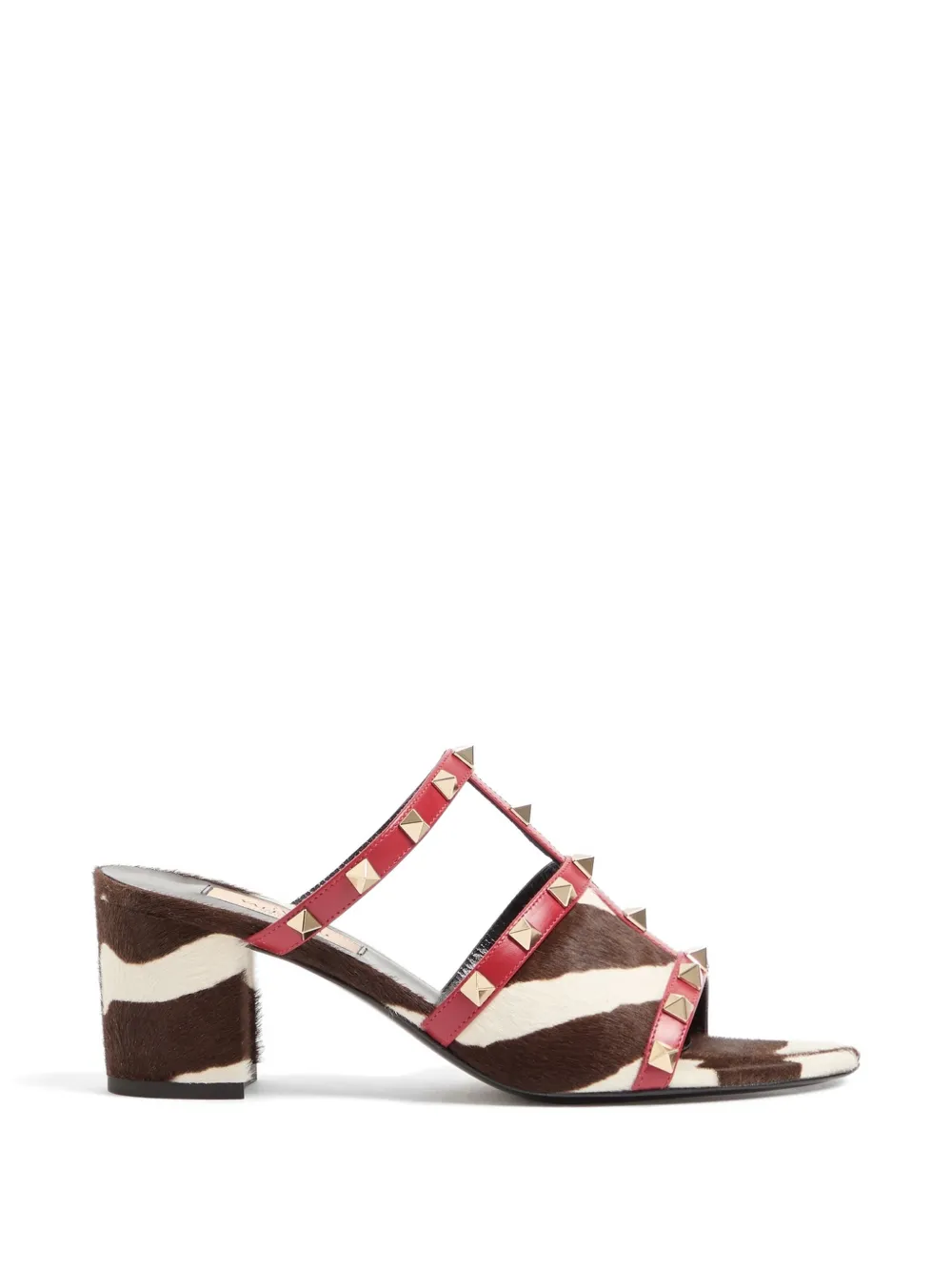 Valentino Garavani Rockstud zebra-print sandals - Brown
