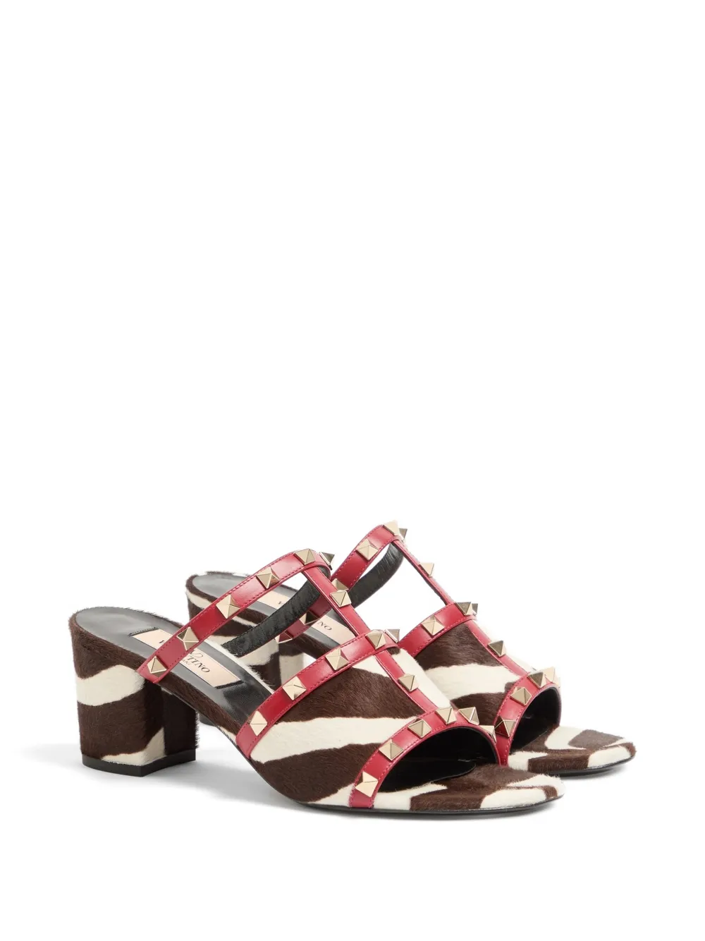 Valentino Garavani Rockstud sandalen met zebraprint Bruin