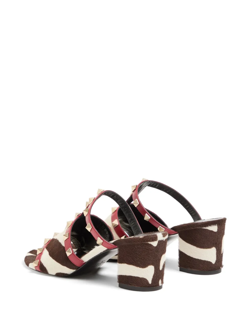 Valentino Garavani Rockstud sandalen met zebraprint Bruin