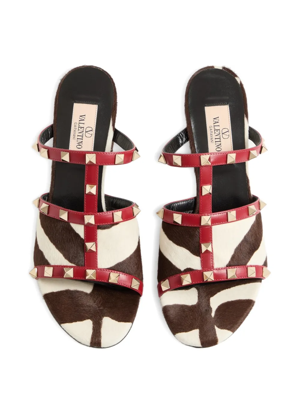 Valentino Garavani Rockstud sandalen met zebraprint Bruin