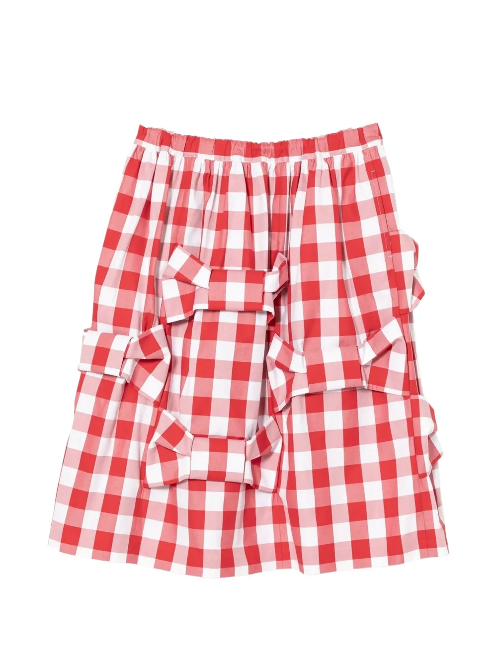 Comme Des Garçons Girl bow-detail gingham-pattern midi skirt - Rot