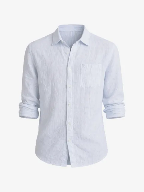 Vince chemise en lin Tate Stripe à détail de poche