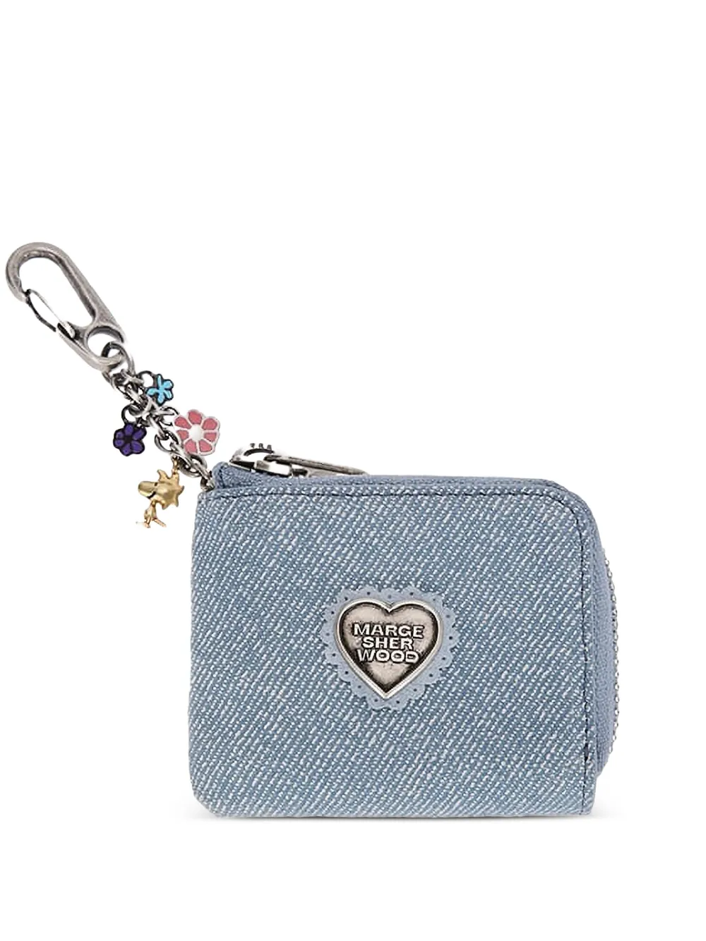 Marge Sherwood heart-detail denim wallet - Blu