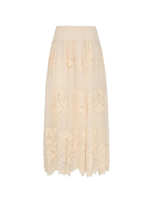 Zimmermann Luna Lace Maxi Skirt in Neutrals