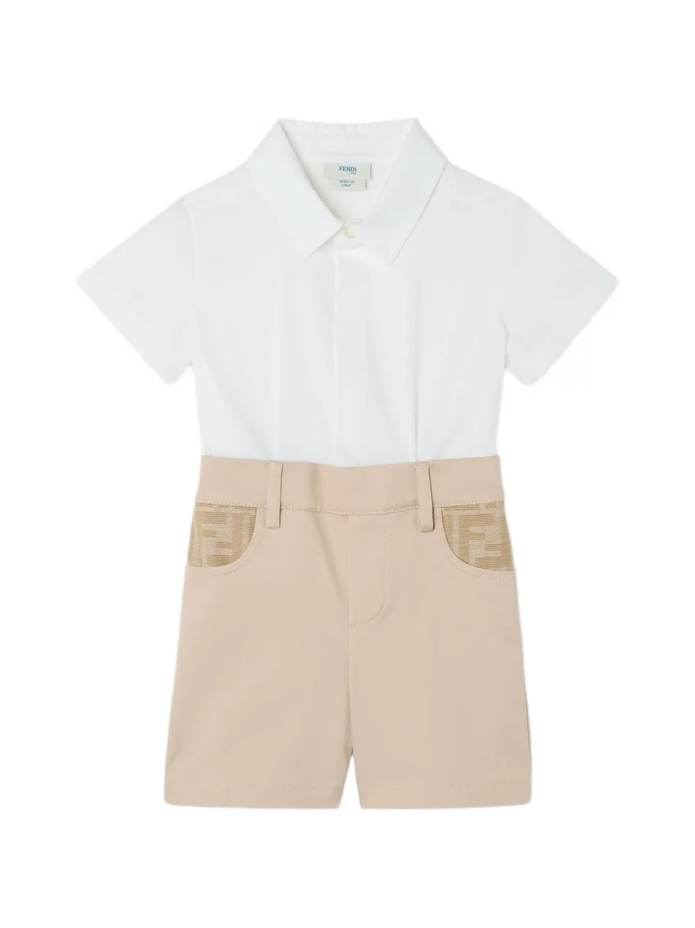 Fendi Kids button-fastening shorts set (set of two) - Bianco