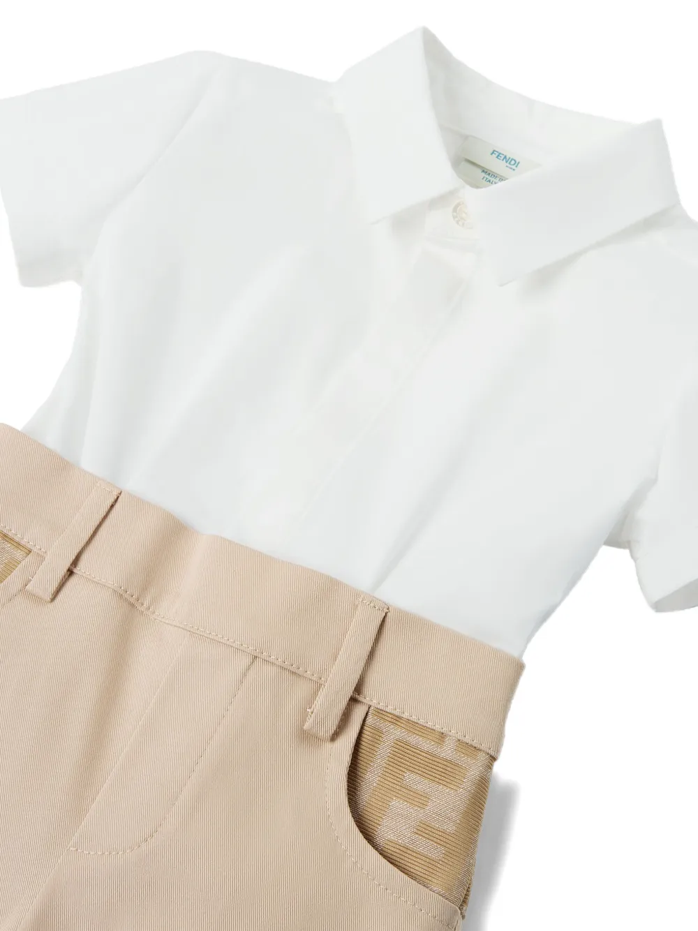 Fendi Kids Shorts met knoopsluiting (set van twee) Wit