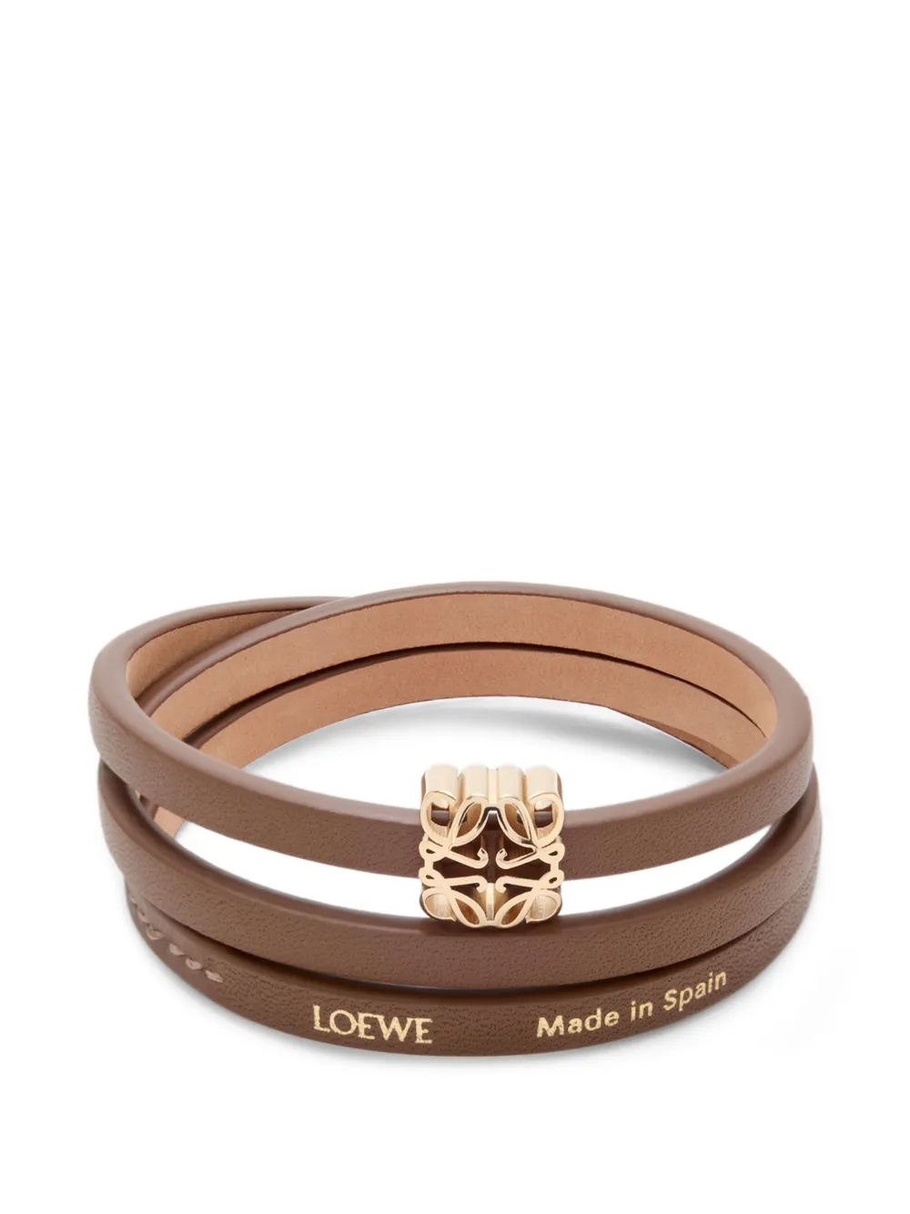 LOEWE Anagram Bombé twist leather bracelet - Oro