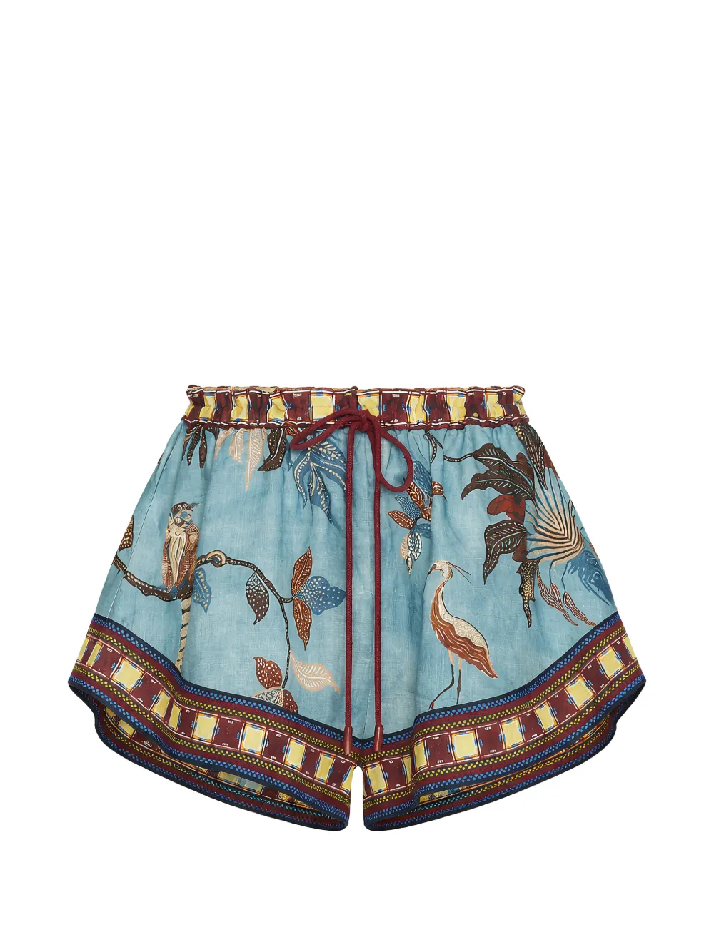 ALEMAIS drawstring-fastening bird-print shorts - Blu