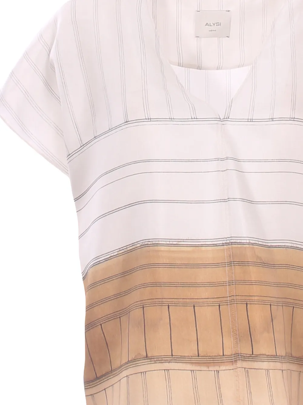 Alysi Gestreepte blouse met V-hals Roze