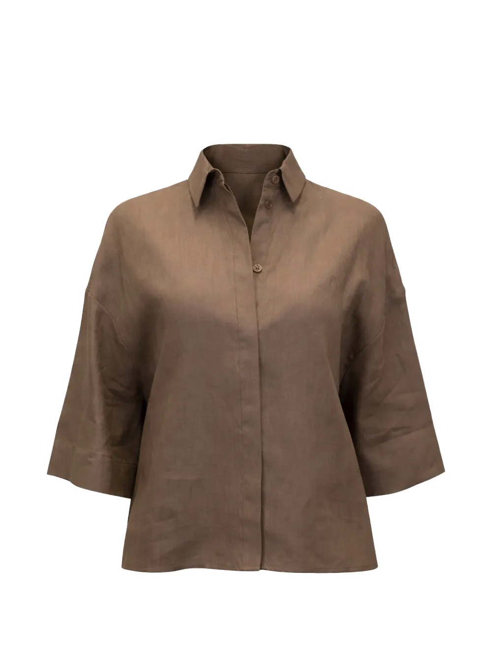 Max Mara Mirano wide-sleeve linen shirt - Braun
