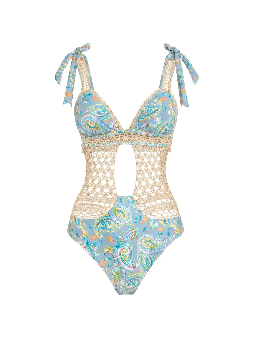 Del Maar paisley crochet swimsuit - Blu