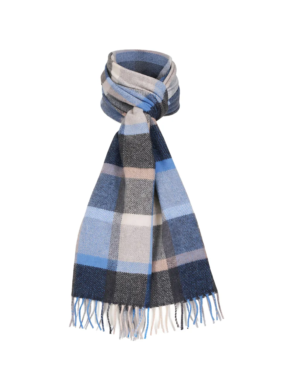 Chelsey Imports check-pattern fringed scarf - Blau