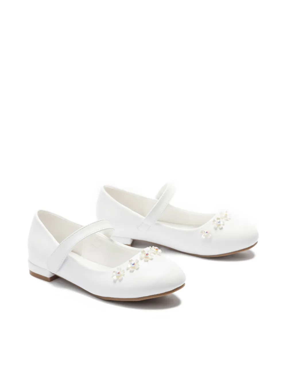 Tulleen Isolde ballerina's met bloemenprint Wit