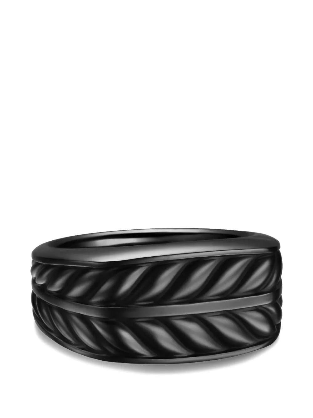  David Yurman Chevron Three Sided Signet Ring - Black 