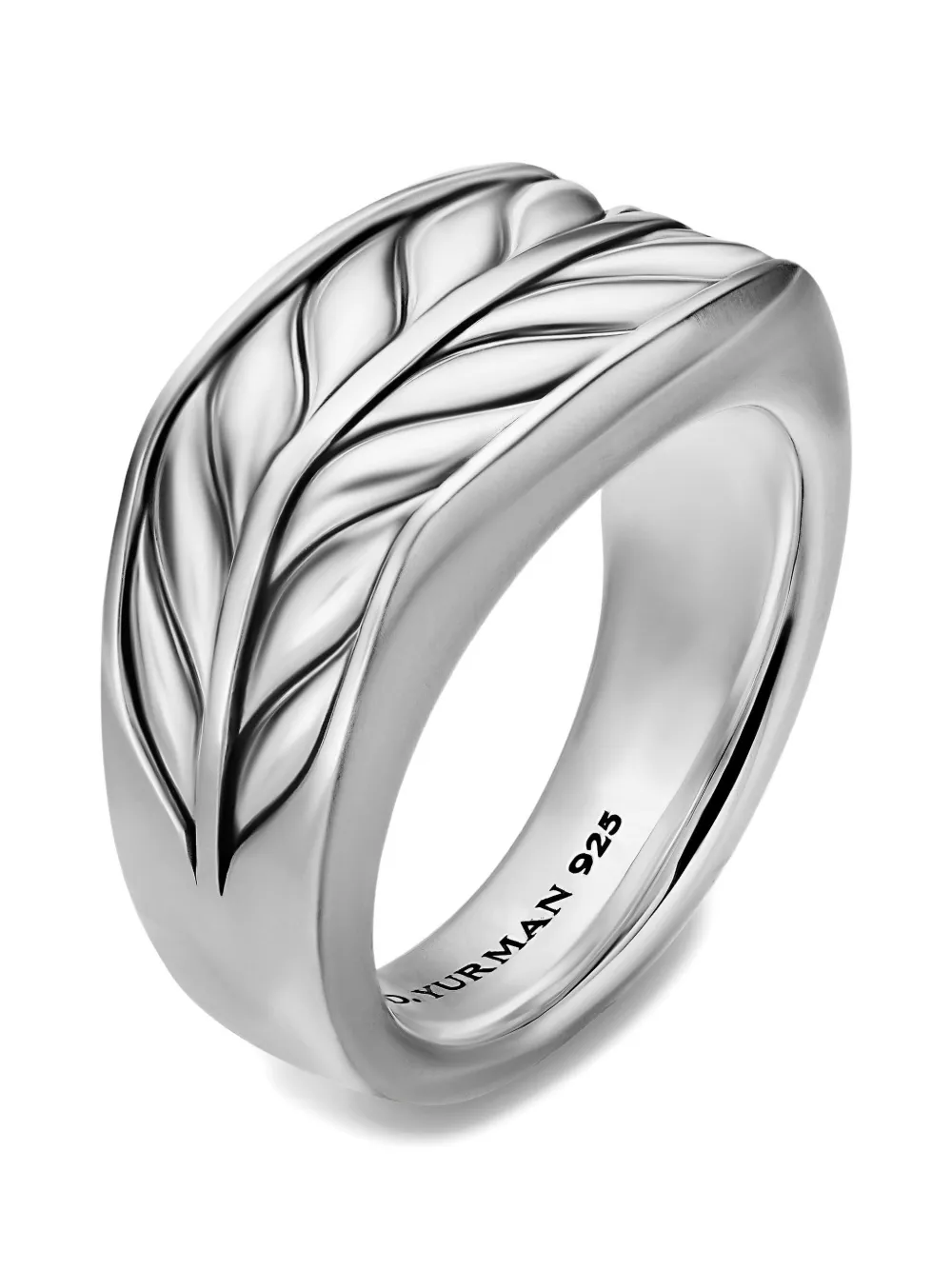  David Yurman Chevron Three Sided Signet Ring - Silver 