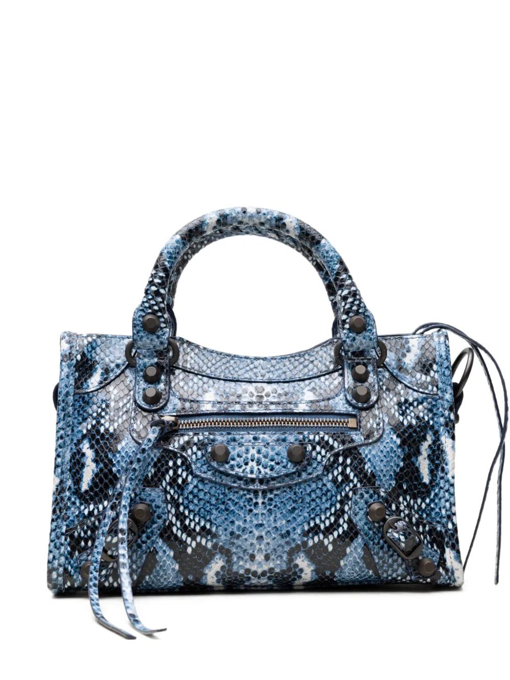 Balenciaga mini City snakeskin-effect tote bag - Blu