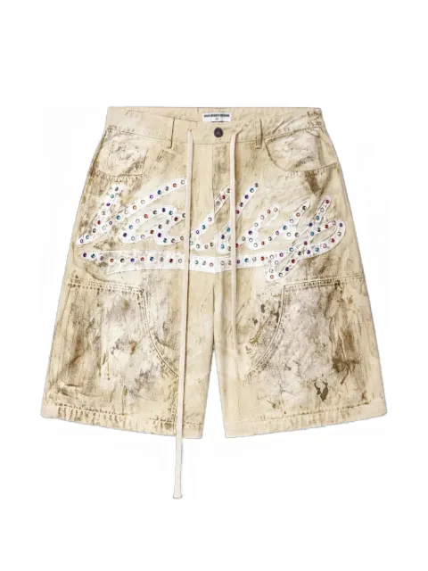 Vale crystal-embellished logo-patch shorts