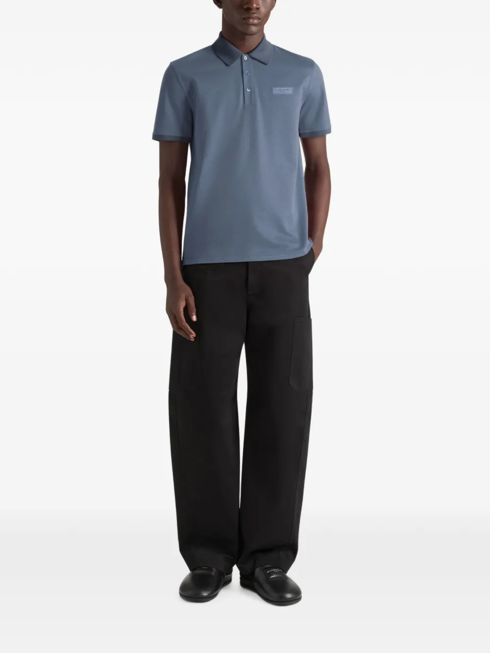 Givenchy Katoenen grosgrain poloshirt met Paris Blauw