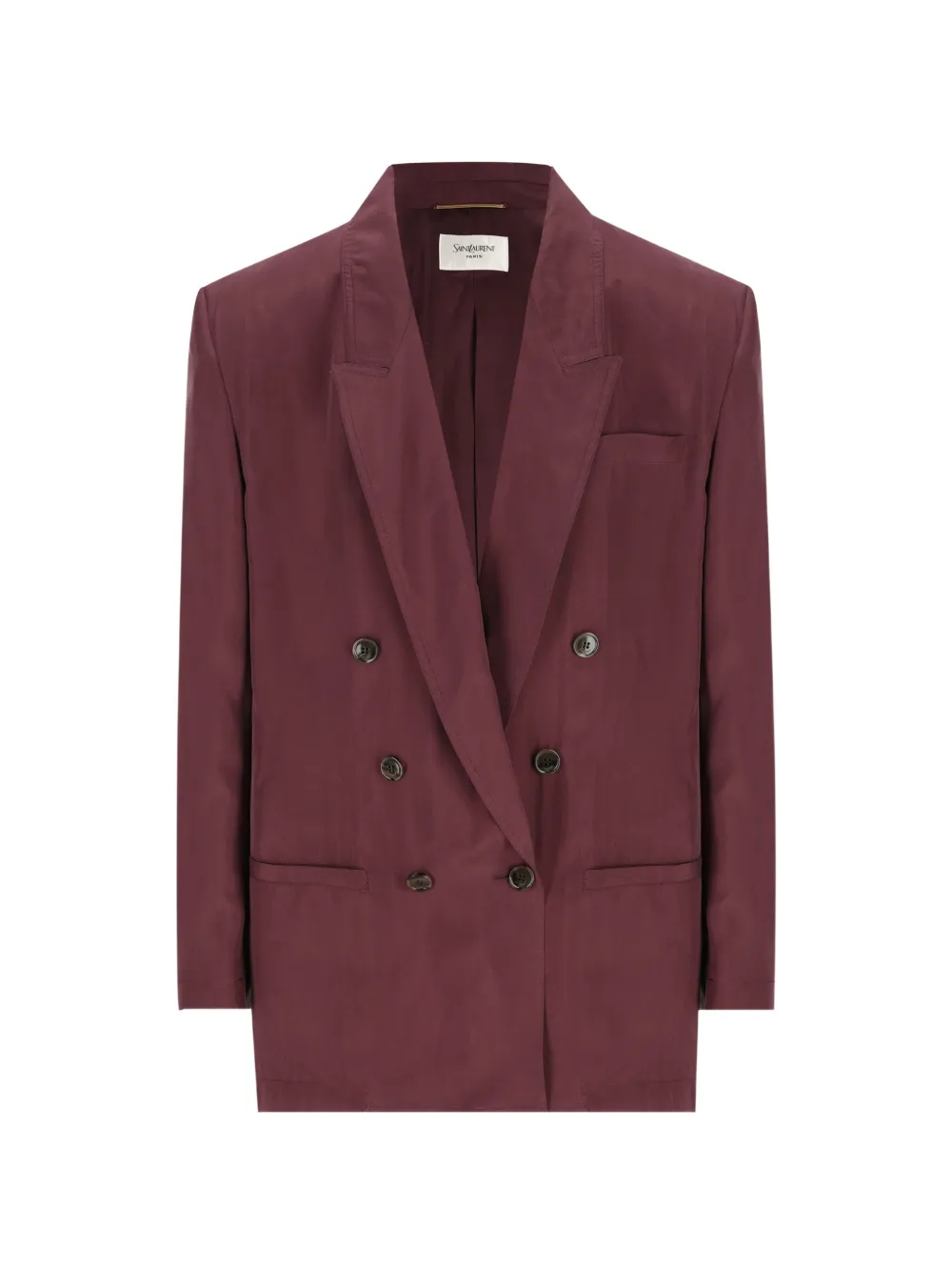 Saint Laurent Habotai double-breasted peak-lapel jacket - Rot