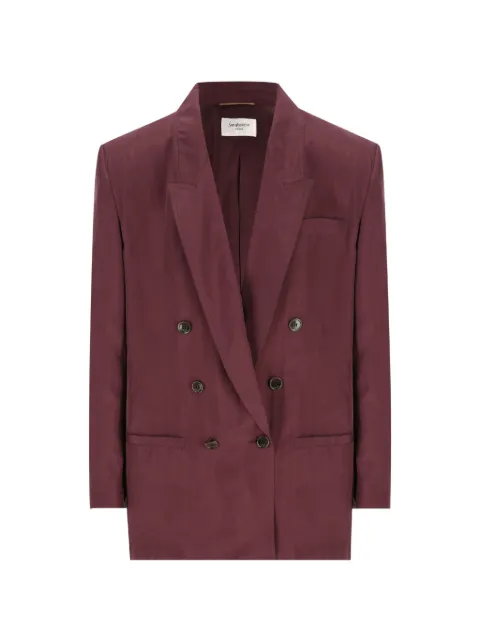 Saint Laurent Habotai double-breasted peak-lapel jacket