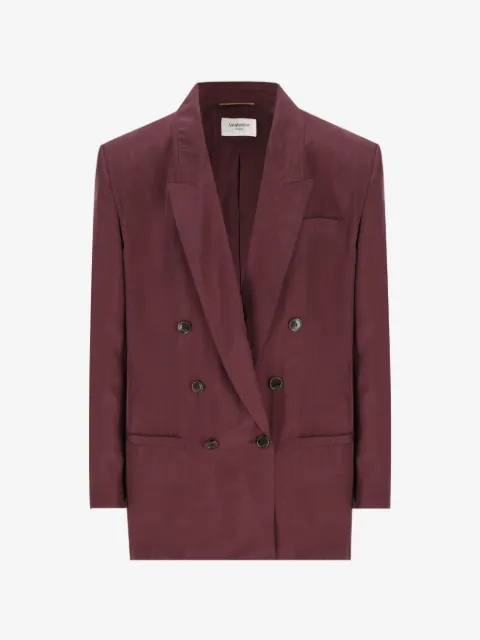 Saint Laurent chaqueta Habotai con doble botonadura