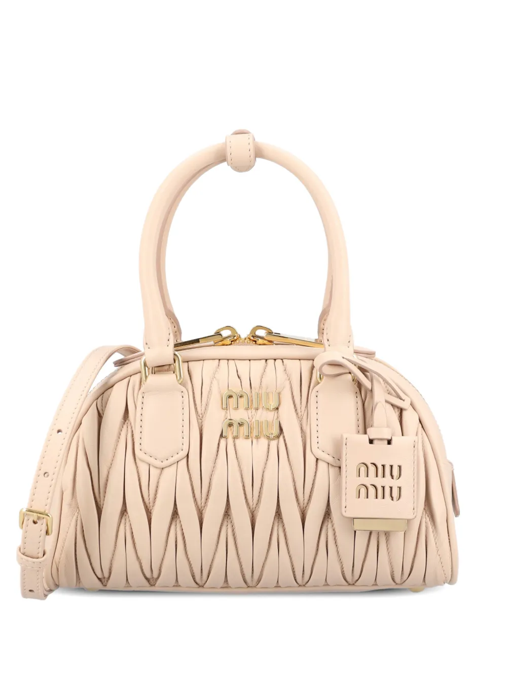 Miu Miu Arcadie quilted-texture leather tote bag - Rosa