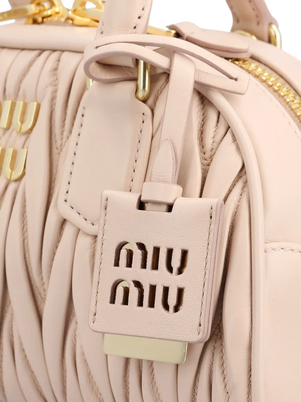 Miu Arcadie leren shopper met gewatteerde textuur Roze