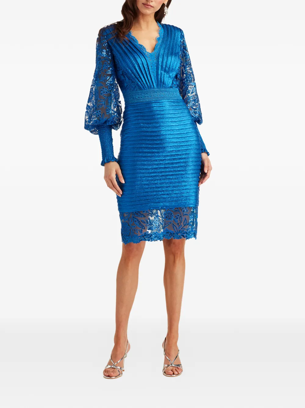 Tadashi Shoji Lovell geplooide jurk met kant Blauw