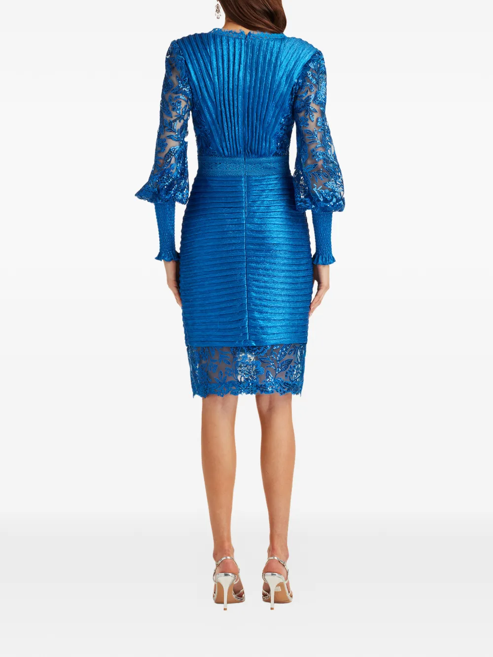 Tadashi Shoji Lovell geplooide jurk met kant Blauw