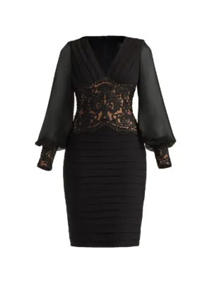 Badgley Mischka Sequin Ruched Mini Dress | Black