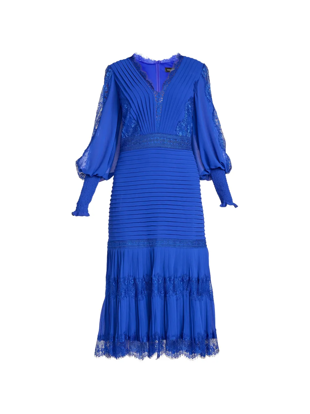 Tadashi Shoji Nysse midi-jurk met plooien en kanten vlakken Blauw