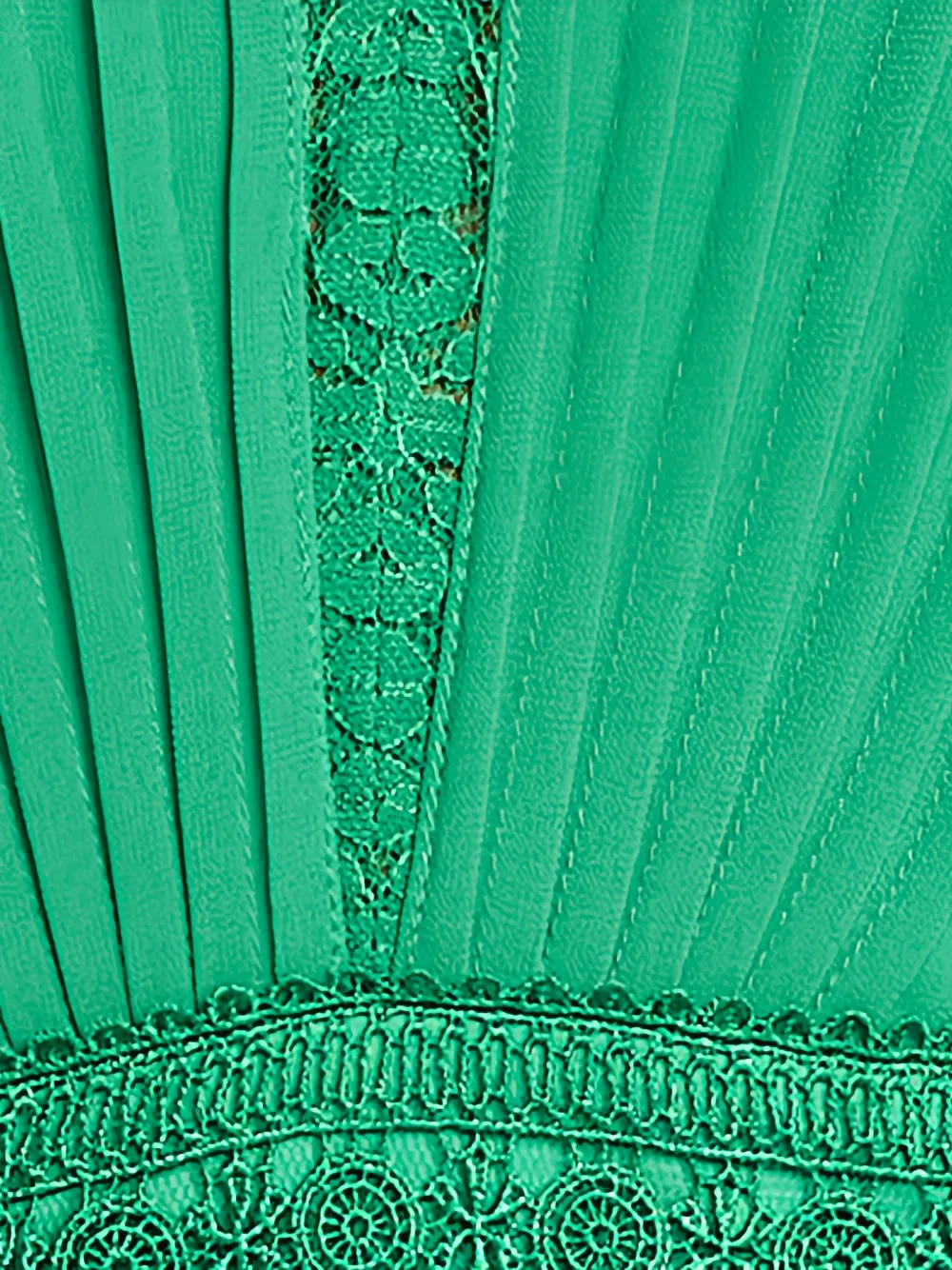 Tadashi Shoji Nyssa Bishop maxi-jurk met kanten vlakken en plooien Groen