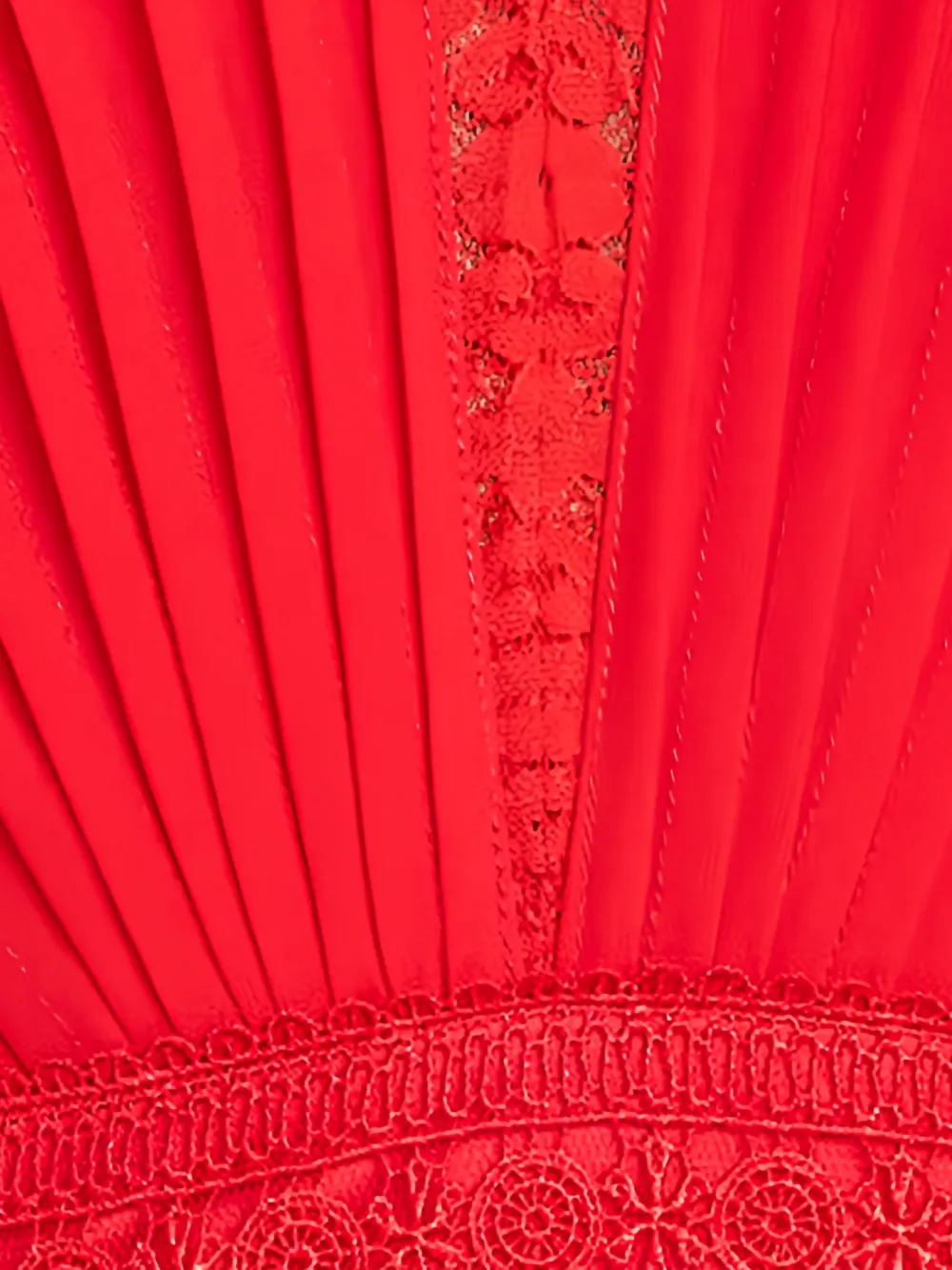 Tadashi Shoji Nyssa Bishop maxi-jurk met kanten vlakken en plooien Rood