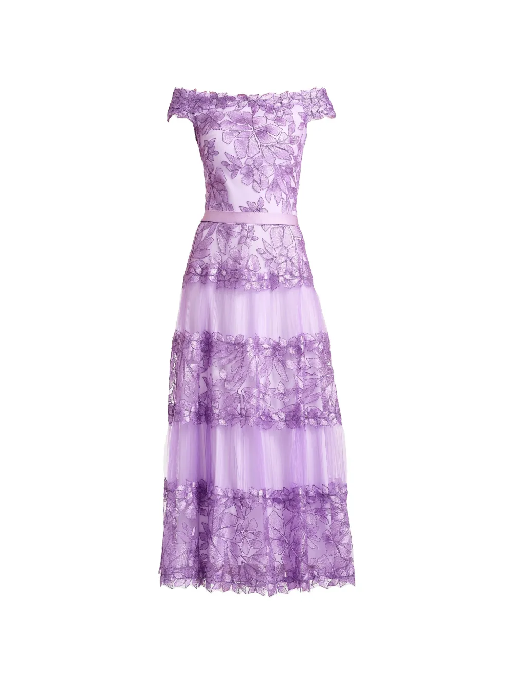 Tadashi Shoji floral off-shoulder midi dress - Purple