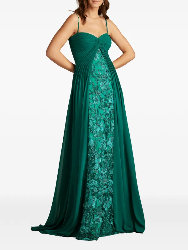 Tadashi Shoji floral-embroidered Maxi Dress | Green