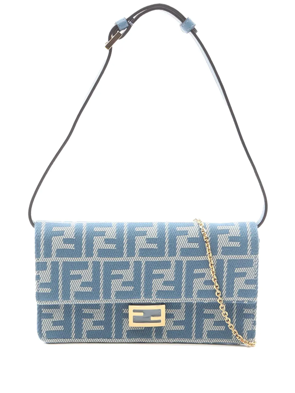 Fendi Pre-Owned 2010-2026 Zucca Canvas Baguette Wallet on Chain satchel - Blue