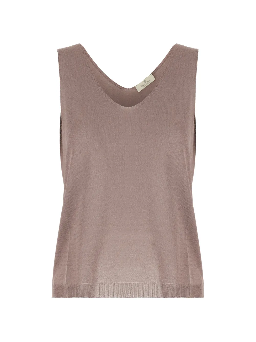 PANICALE fine-knit V-neck top - Marrone