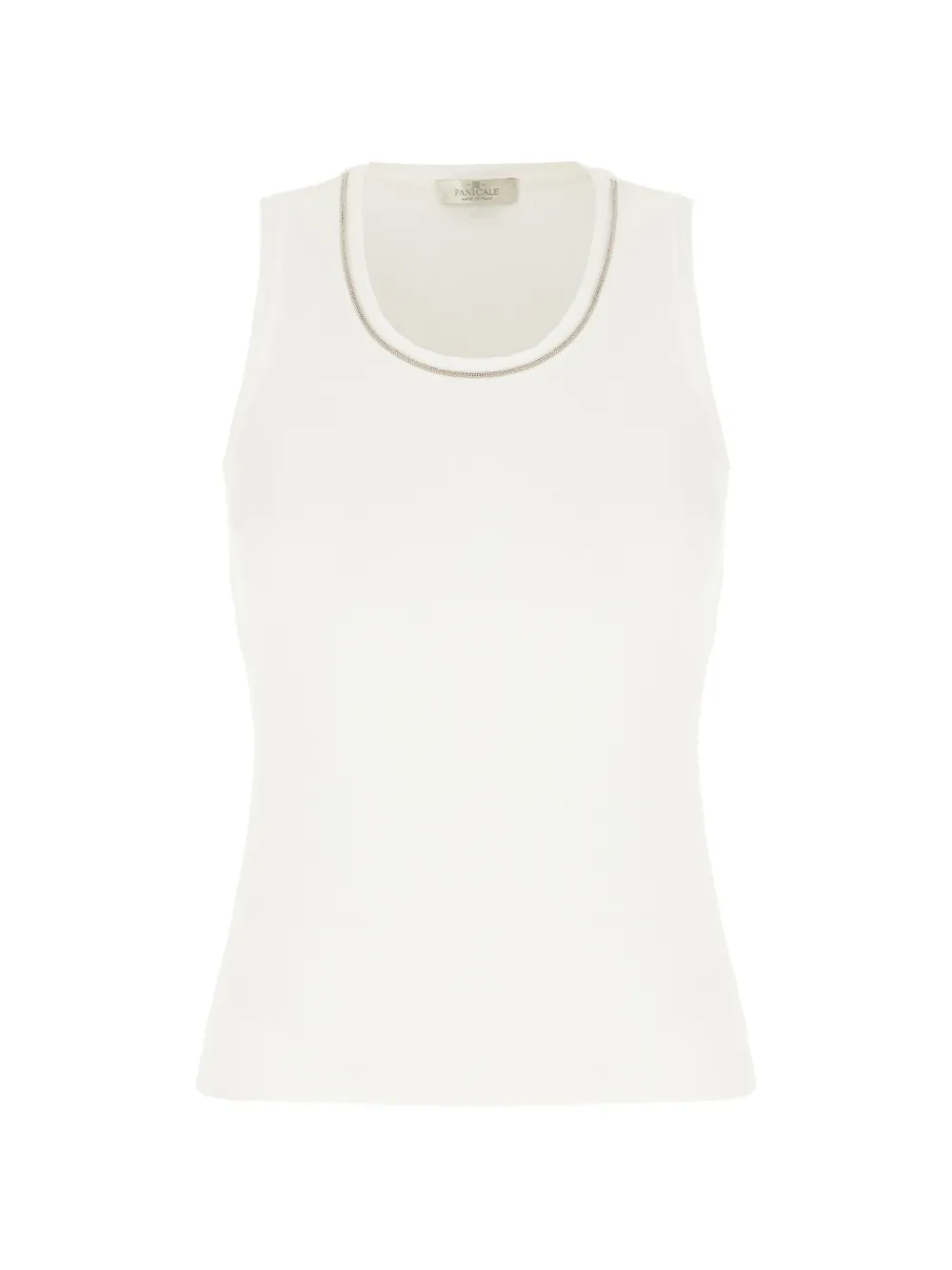PANICALE embellished ribbed top - Bianco